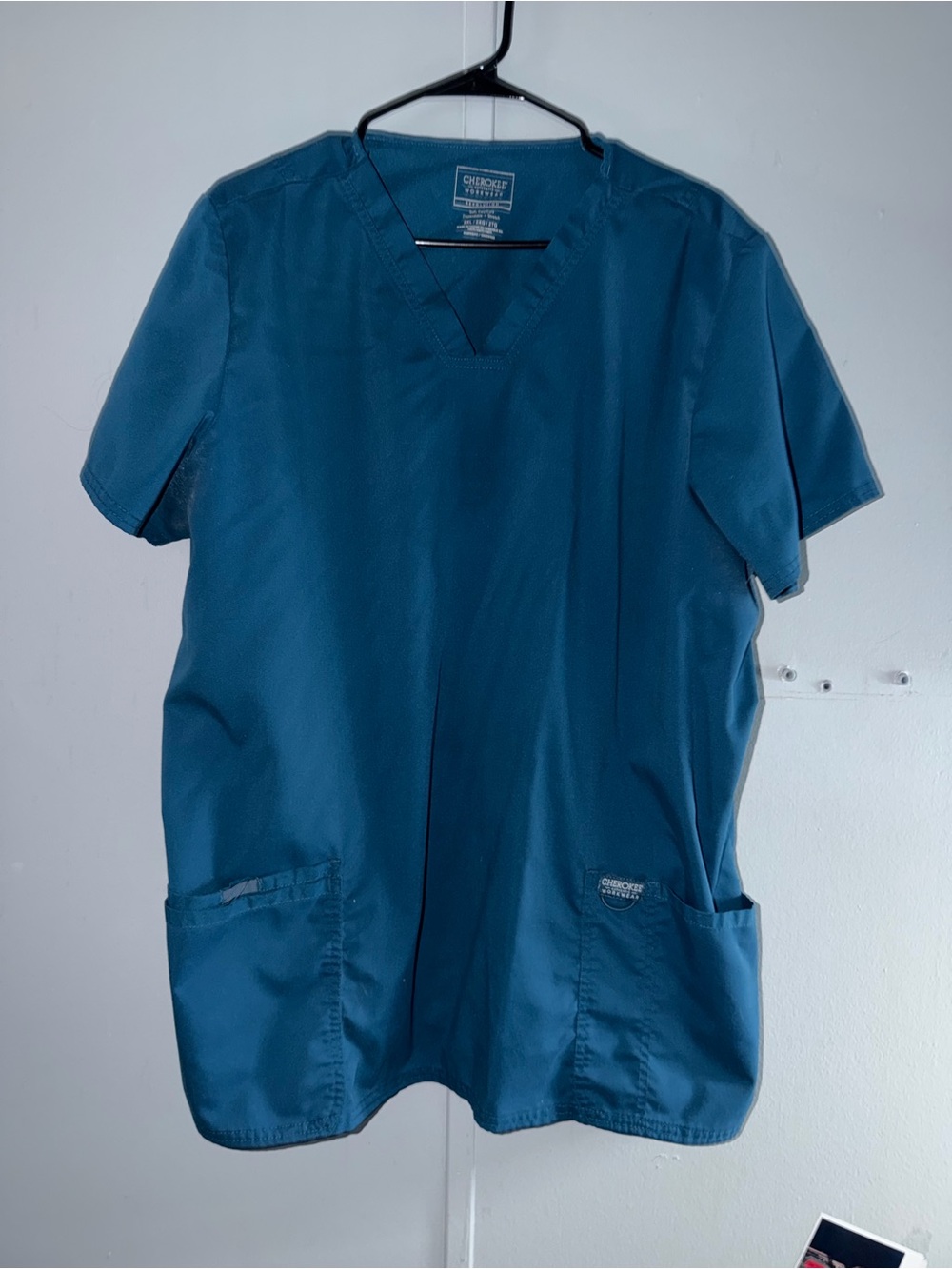 Cherokee Workwear Teal Blue Medical Scrub Top
